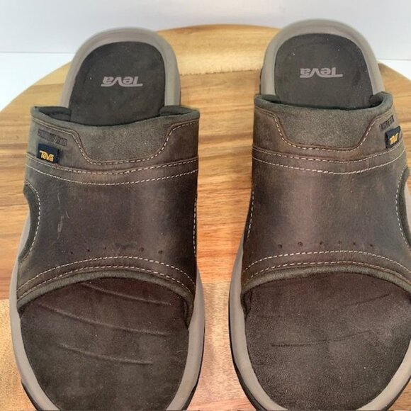 Teva Langdon Slides Mens Size 13 Brown Waterproof Leather Comfort Slip On 101515 main image 4